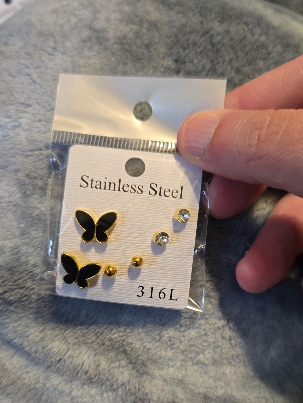 3/$10 Bundle Deals Gold & Black Butterfly Earring Set